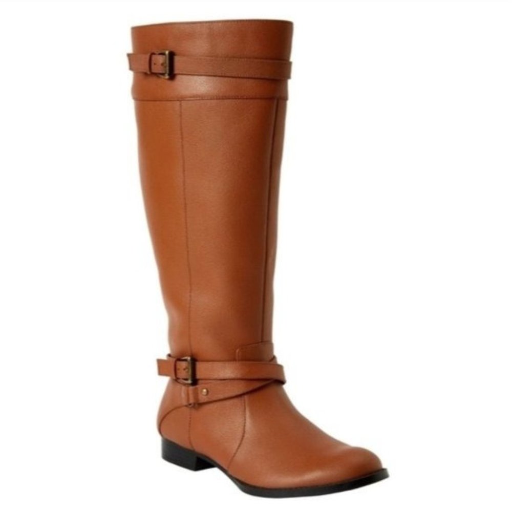 Comfortview The Janis Brown Leather Wide Calf Boots NEW
